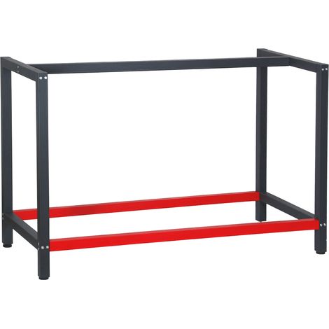 Wiltec Werkbank Gestell 125 x 57 x 81 cm aus Stahl, Werkbankgestell in Anthrazit Rot, Tischgestell max. 200 kg als Werkbank, Arbeitstisch & Sideboard (1/5)