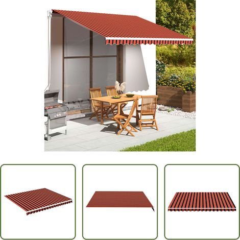 Parasol de jardin - Tissu de remplacement pour auvent Orange et marron 4x3,5 m (1/5)