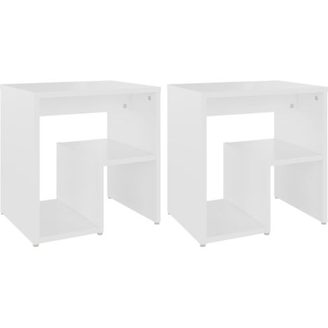 Juego de 2 mesitas de noche con estantes 40 x 30 x 40 cm madera contrachapada blanca DEC034889