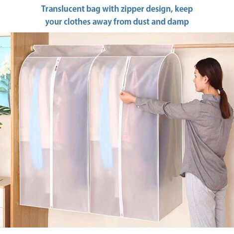 Clothes Protective Cover Hanging Storage Bag Translucent Dustproof Waterproof Wardrobe Cover with Full Zipper (1/5)