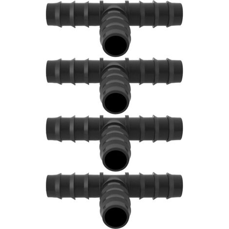 Bardusch Raccords en T noirs en plastique (4 pièces) pour tuyaux d'irrigation goutte à goutte, raccords de jardin pour systèmes d'irrigation goutte à goutte de 20 mm (1/5)