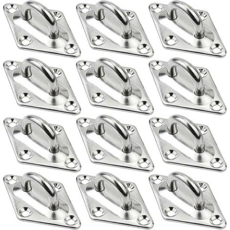 Plaques à Oeillets Rhombic,12 Pièces Platine Oeillet Inox M5 Kit de Crochet Plafond Charge Lourde,Crochet Suspension Plafond Fixation Support Anneau Mural Crochets D'ancrage pour Accrocher Objets