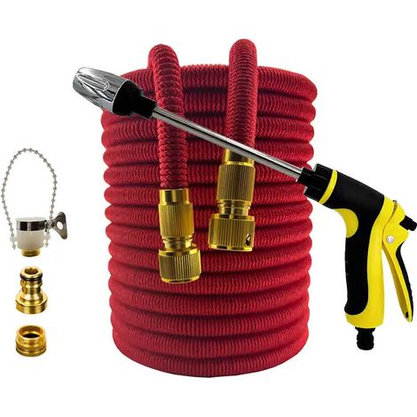 Tuyau d'arrosage extensible pour jardin (1/2 po, 25 pi) - Tuyaux d'arrosage flexibles haute pression - Fournitures d'irrigation horticole - Pistolet à eau pour lavage de voiture
