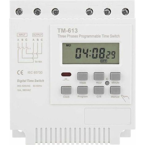 Minuterie programmable TM-613 380V 16A, horloge numérique triphasée, relais hebdomadaire 50-60Hz, temporisateur intelligent pour tableau électrique (1/4)