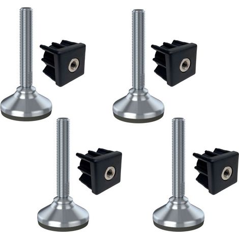 Fußniveau - HX - 16x100x65mm - Edelstahl - Vibrationsdämpfender Gummi - Set von 4