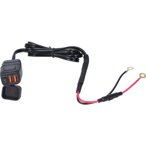 Motorrad-Ladegerät QC3.0 Dual-USB, wasserdichter Netzadapter mit Voltmeter und Ein-/Ausschalter