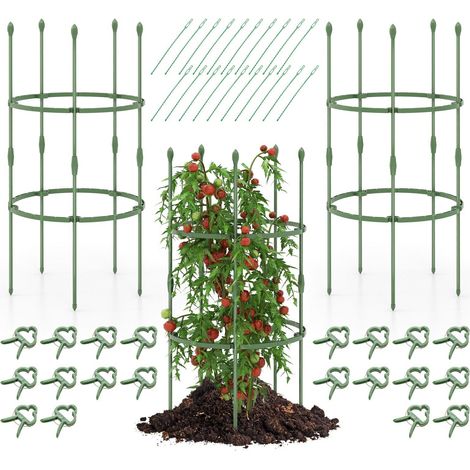 3-Pack Garden Tomato Trellis 54cm/102cm Adjustable Tomato Cage Plant Support Stands