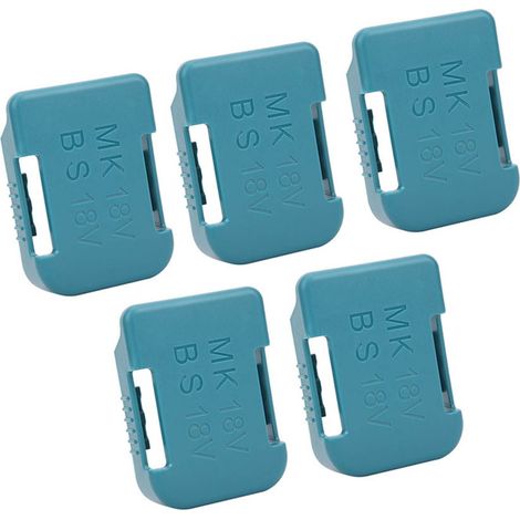 Support mural 5 pièces pour batteries lithium Makita 18V, fixation à sangle, rangement étagère, couleur cyan (1/5)