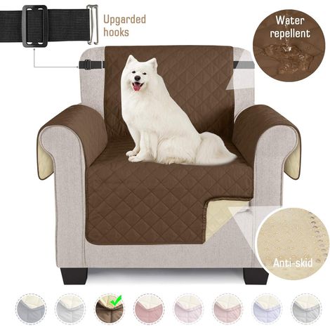 Housse de canapé imperméable avec élastiques et mousse antidérapante pour le salon, protection pour chien, protège contre les animaux domestiques, les taches et l'usure (marron, 1 place) (1/5)