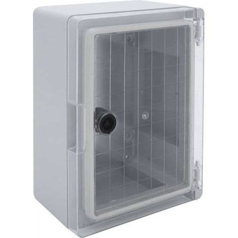 Em Distribution – Coffret électrique ABS 330x250x130 étanche IP65 – Résistance chocs IK10 – Porte transparente – Plaque de fond fournie (1/5)