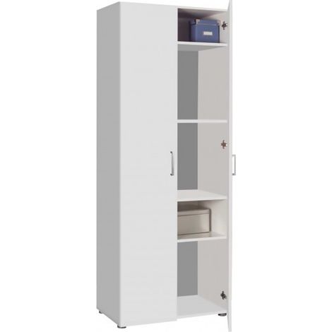 Platzsparender Mehrzweckschrank mit 2 Türen 70x36x181 Weiß