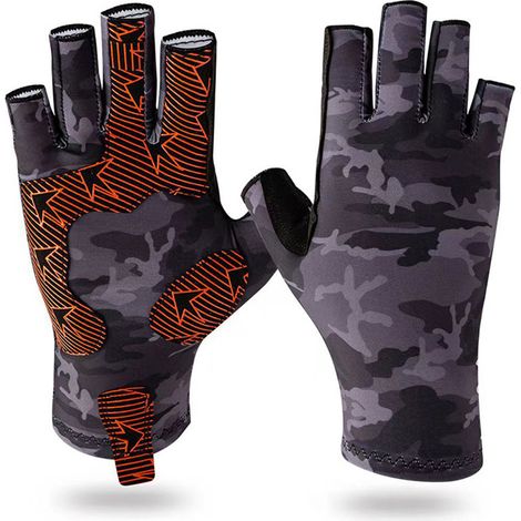 Gants de pêche demi-doigts en soie glacée, protection solaire, respirants et absorbants pour le sport (1/5)