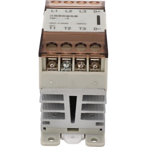 Relais statique triphasé avec radiateur, tension de commande 3-32 V CC, tension de charge 24-380 V CA, boîtier blanc, 15 A, TSR 15DA S (1/5)