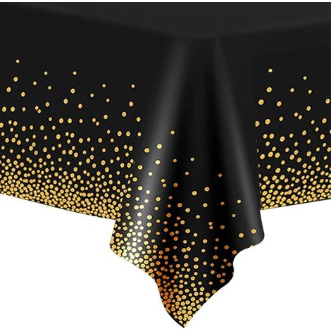 Tovaglia nera con coriandoli 137x274 cm