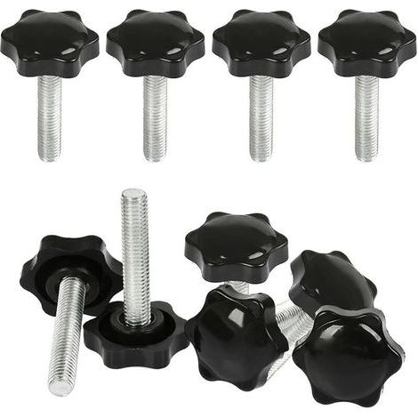 10Pcs Boutons de Serrage M8 X 40mm Vis à Tête Moletée, Bouton à Main Fileté Ecrou en Etoile Boulon de Serrage de Filetage M8 avec Ecrou, Boutons de Serrage de Filetage avec Poignée (1/5)