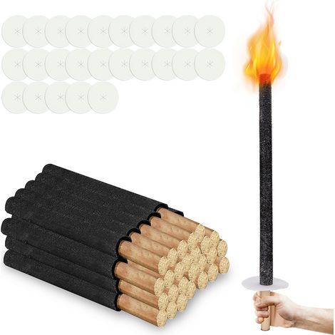 Wolketon Antorchas de Cera Antorchas de Jardín Antorchas de Cera Natural con Mango Extra Largo. para Pascua.Paquete de 25