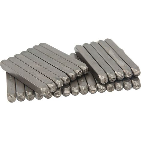 Set di 27 pezzi di marcatura e foratura lettere in acciaio con alto contenuto di carbonio (lettere, 4 mm), costituito da una scatola di stoccaggio, adatto per i gioielli e la pelle. (1/5)