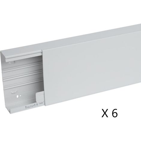 Lot de 6 Goulottes de Câblage Longueur 2m PLANET WATTOHM Viadis 150x60mm Fond + Couvercle 1 Compartiment Gris - 16530