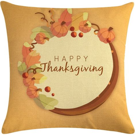 Housse De Coussin - 50 X 50 Cm - Motif Couronne D Action De Grace - Coton - Décoration Intérieure Automne - 1 Pièce (1/5)
