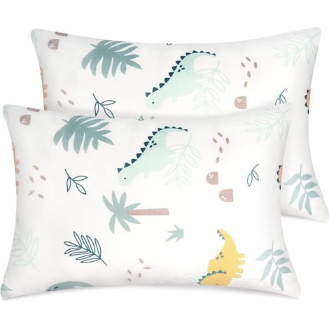 Lot 2 Taie Oreiller Coton Bio Enfant bébé 40x60, Dinosaure (1/5)