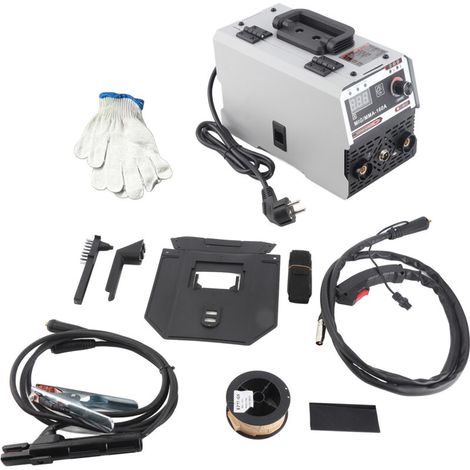 Jeffergarden Poste à souder MIG/MMA 2 en 1, soudage sous protection gazeuse (CO2) et manuel, onduleur à courant continu IGBT multifonction, dévidoir intégré, prise UE 220 V