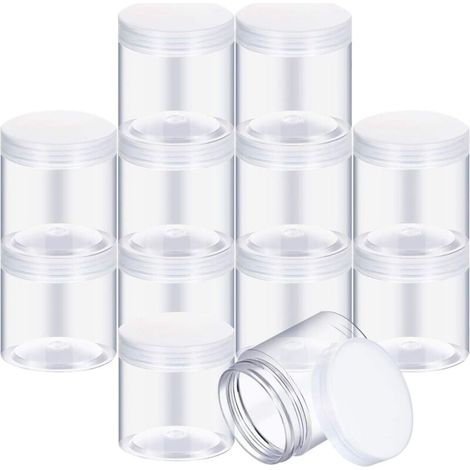Empty 12-Pack Plastic Storage Spice Jar Wide Mouth Plastic Container with Lid for Beauty Products, DIY Mucus Making or Other Uses (1/5)