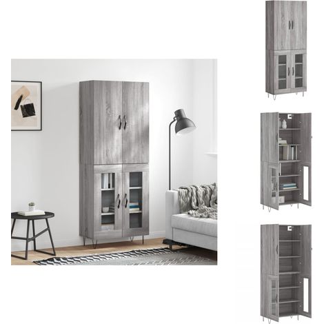 Buffet haut Sonoma gris 69,5x34x180 cm Bois d'ingénierie - Buffet Design Moderne - Meuble Rangement Salon - Armoire Haute - Buffet Gris - Buffet Industriel (1/5)