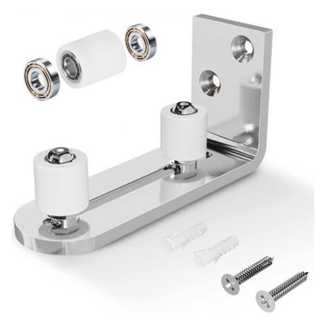 Guide de sol pour porte coulissante, guide de porte, support mural, guide à roulement à billes, argent (1/5)