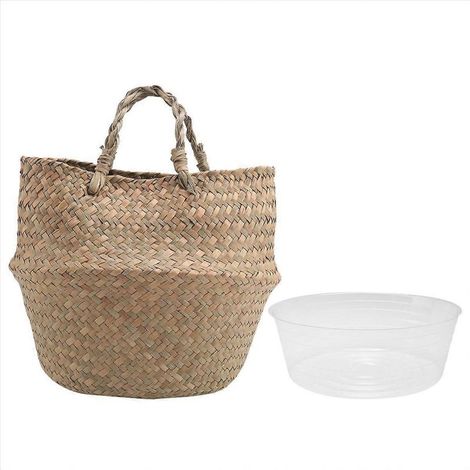 Panier à plantes avec doublure, paniers ventraux en jonc de mer tressé (1/5)
