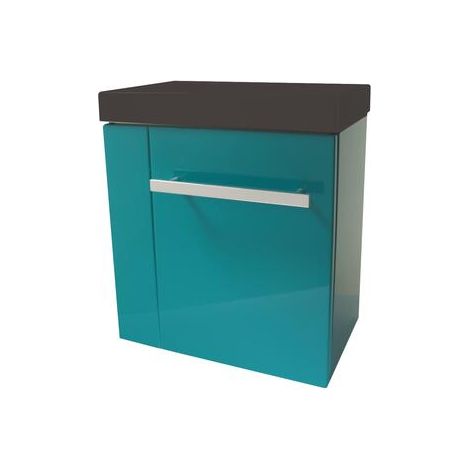 [JAMAIS UTILISE] ONDEE ZEN - Meuble LAVE MAIN SEYMOUR Lagon avec plan vasque noir