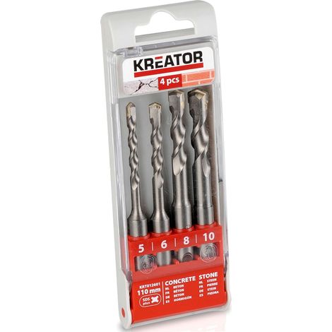 Juego de 4 brocas 'SDS Plus' de 11cm de largo y distintos diámetros fabricadas en acero (1/2)