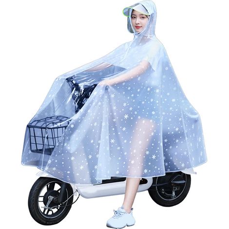 Imperméable transparent pour femme, idéal pour le cyclisme, les vélos électriques et les trottinettes. Imperméable long et léger, taille 4XL, motif flocon de neige blanc. (1/5)