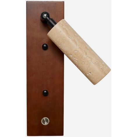 Wandleuchte aus Holz und Travertin Klein