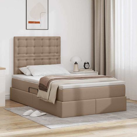 Bett mit Stauraum und LED Cappuccino 120 x 200 cm Kunstleder