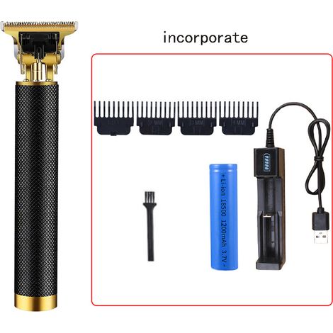 Tondeuse à cheveux pour hommes, tondeuse électrique sans fil, tondeuse électrique à lame en T, tondeuse à coupe nette, tondeuse avec peigne de guidage (1/5)