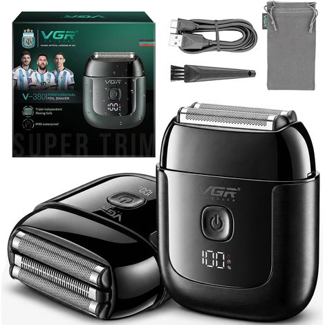 380 Mini Rasoir Electrique Avec Cadenas De Voyage, Étanche IPX6, Noir (1/5)