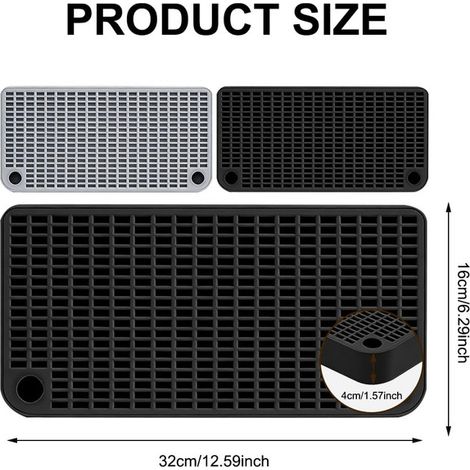 Tapis de Litière pour Chat Bac à Litière Étanche Double Couche Design de Grille pour Capturer la Litière Facile à Nettoyer Tapis de Sol pour Animaux Domestiques Noir (1/5)