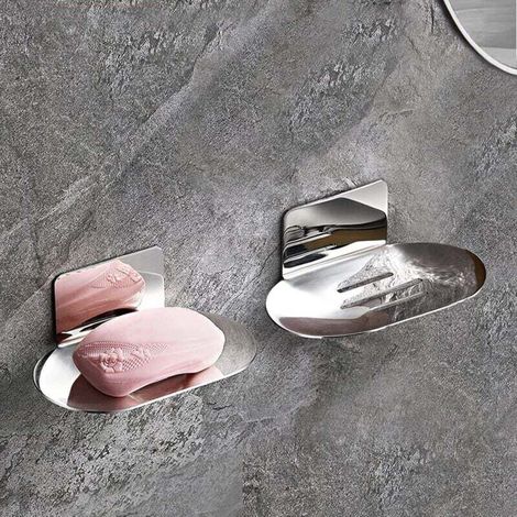 Wandmontierte Seifenschale aus Edelstahl für Dusche, Bad und Küche, 2-teilig, Chrom