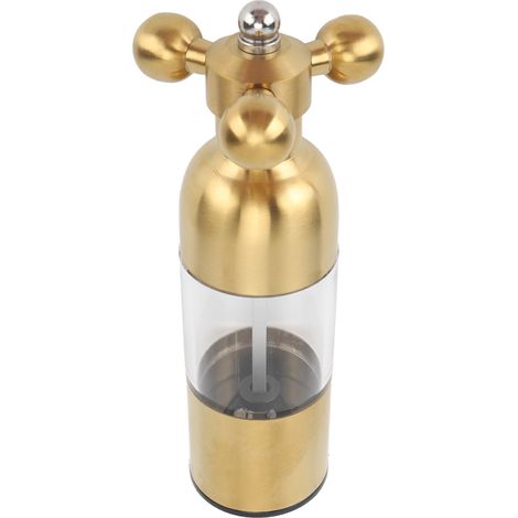 Moulin à poivre professionnel rechargeable avec rotor céramique, réglable en mouture, manuel, pour sel et poivre, cuisine, doré, petit modèle (1/5)