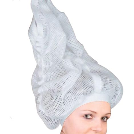 Bonnet séchoir à cheveux en maille style aviateur, adapté aux cheveux bouclés, avec cordon de serrage ajustable. (1/5)