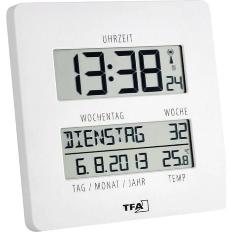 TFA Dostmann 60.4509.02 Radiocontrollato Orologio da parete 2.7 cm x 19.5 cm x 19.5 cm Bianco (1/2)