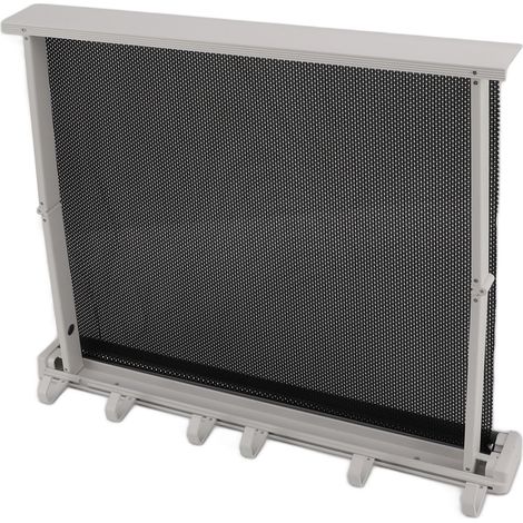Étendoir à linge extensible avec gabarit, mural, en maille respirante, en aluminium, pour sécher le linge sur la terrasse ou dans la salle de bain, blanc (1/5)