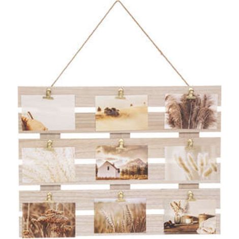 Atmosphera – Porte photo à suspendre cagette 58cm – MDF beige – Accroche verticale – Design original pour décoration intérieure (1/2)