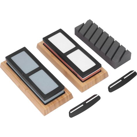 Kit de pierre à aiguiser double face, ensemble de polissage et d'affûtage combiné avec base de guidage d'angle (1/5)