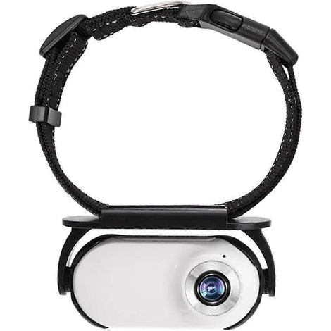 Collier caméra pour chat 1080p, caméra d'action étanche mini pour enregistrements vidéo, blanc (1/5)