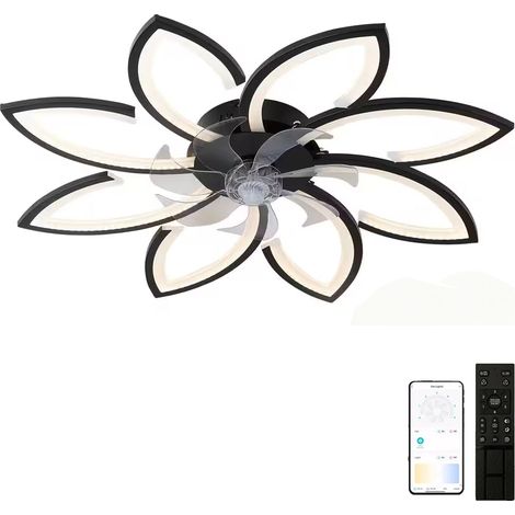 Ventilateur de Plafond Lumineux LED Ø90 cm, Éclairage Réglable à 3 Couleurs, 6 Vitesses, Application et Télécommande, Minuterie (1/5)