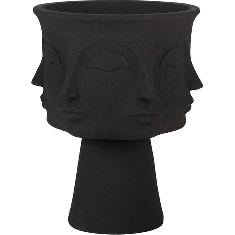 Schwarze Polyresin-Pflanzgefäße mit Gesichtern, 49 x 49 x 62 cm (1/5)