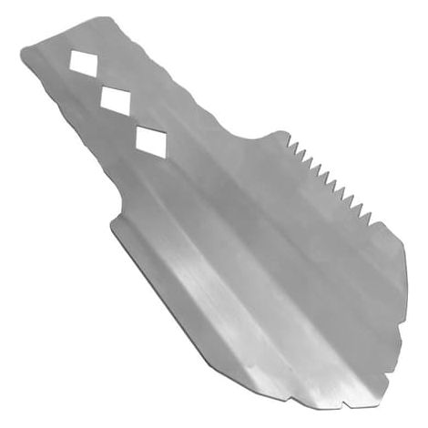 Pelle à main multifonctionnelle - Trois trous, bord dentelé, acier inoxydable argenté (1/4)