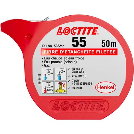 Loctite – Fibre d’étanchéité 50m – Mastic pour tuyaux et raccords filetés – Étanchéité immédiate – Résistance jusqu'à 16 bars (1/5)