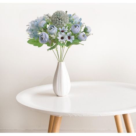 Elegantes y naturales flores artificiales de seda para bodas, decoración del hogar y tiendas, juego de 5 piezas multicolor. (1/5)